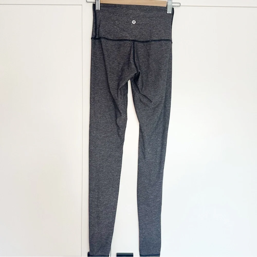 Lululemon Wunder Under Pant leggings 2 gray roll over full length yoga high low